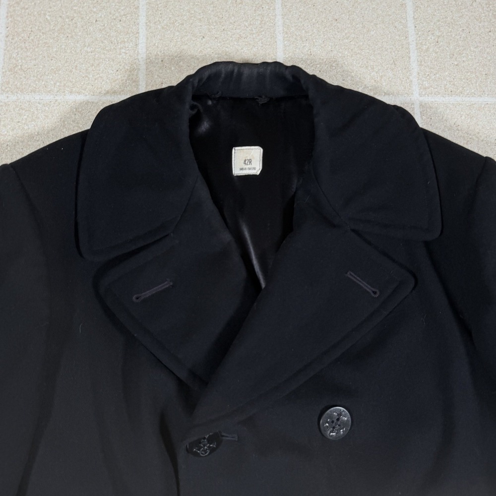US Navy Pea Coat Mens 42R Sterlingwear Boston Wool USN Military Anchor Buttons - Picture 3 of 11